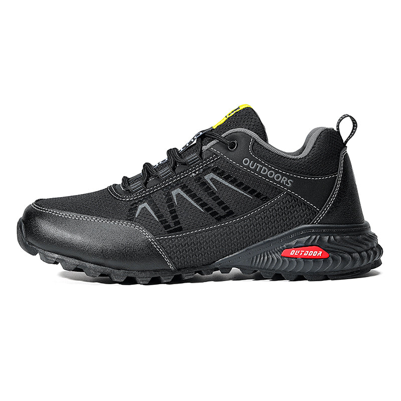 Men's Mixed Material Work Boots - Lace-Up, Waterproof, Wide Toe Box with Arch Support