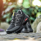 Men's Mixed Material Work Boots - Lace-Up, Waterproof, Wide Toe Box with Arch Support