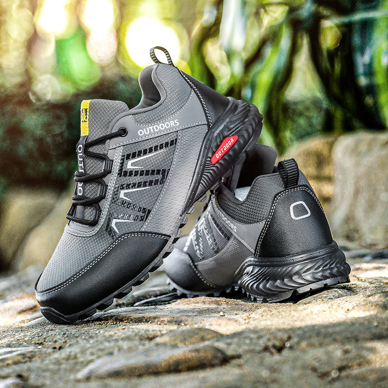 Men's Mixed Material Work Boots - Lace-Up, Waterproof, Wide Toe Box with Arch Support