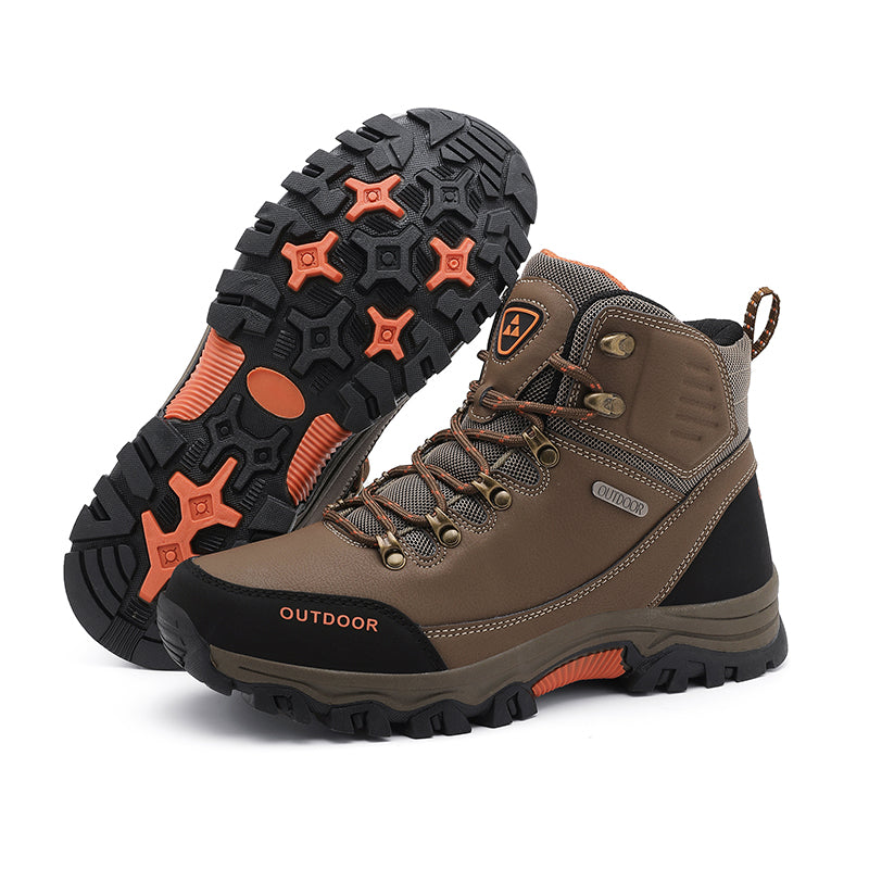 Men's Genuine Leather Work Boots - Lace-Up, Slip-Resistant, Wide Toe Box with Arch Support