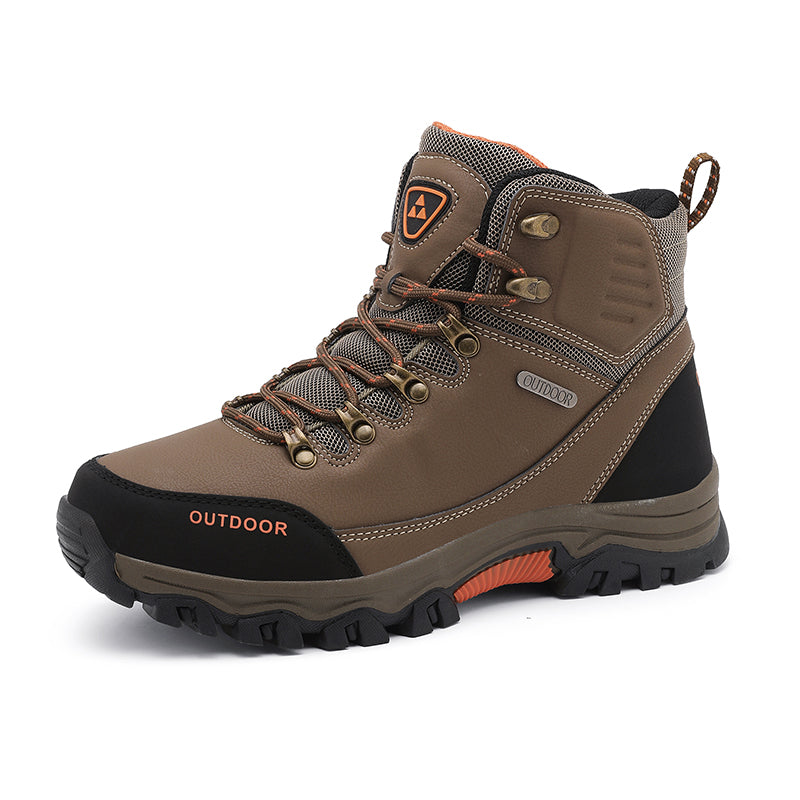 Men's Genuine Leather Work Boots - Lace-Up, Slip-Resistant, Wide Toe Box with Arch Support