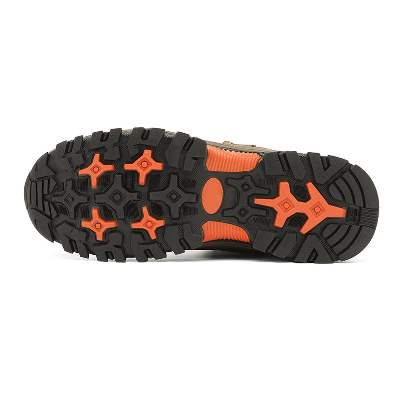 Men's Genuine Leather Work Boots - Lace-Up, Slip-Resistant, Wide Toe Box with Arch Support