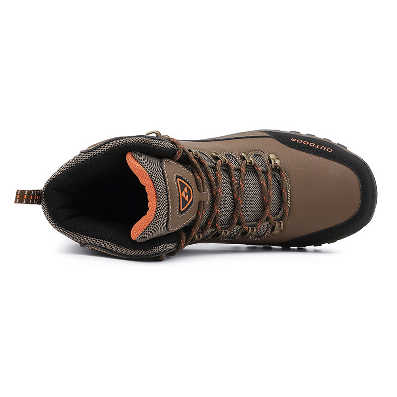 Men's Genuine Leather Work Boots - Lace-Up, Slip-Resistant, Wide Toe Box with Arch Support