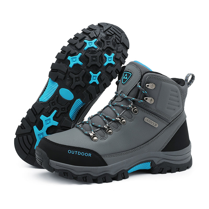 Men's Genuine Leather Work Boots - Lace-Up, Slip-Resistant, Wide Toe Box with Arch Support