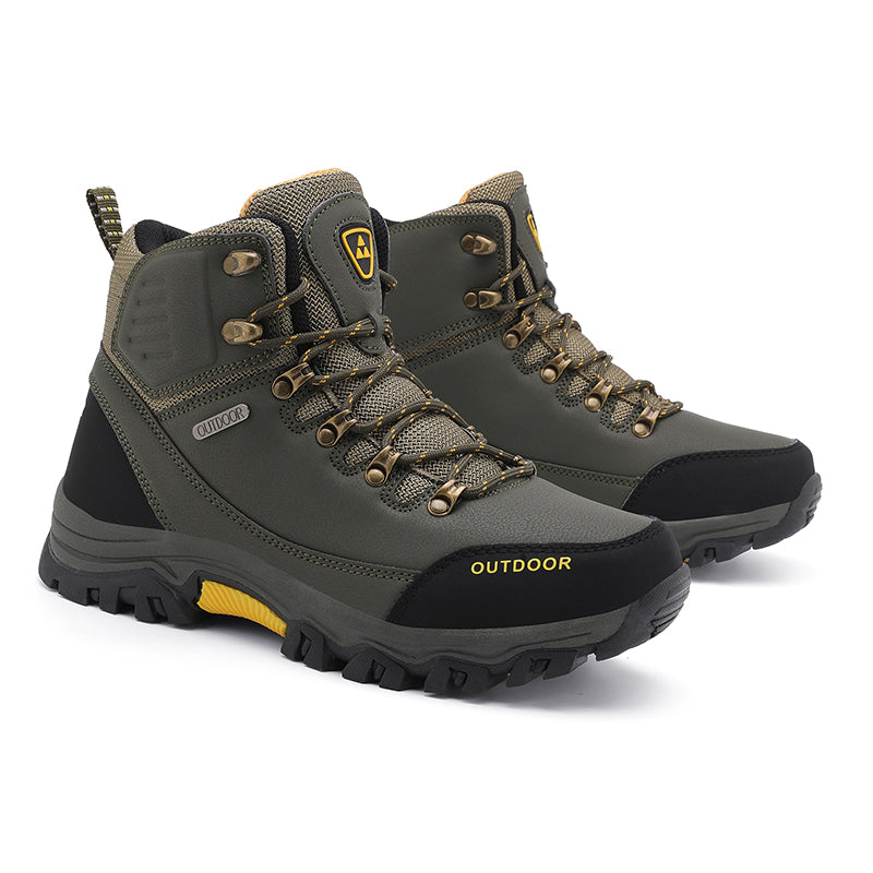 Men's Genuine Leather Work Boots - Lace-Up, Slip-Resistant, Wide Toe Box with Arch Support