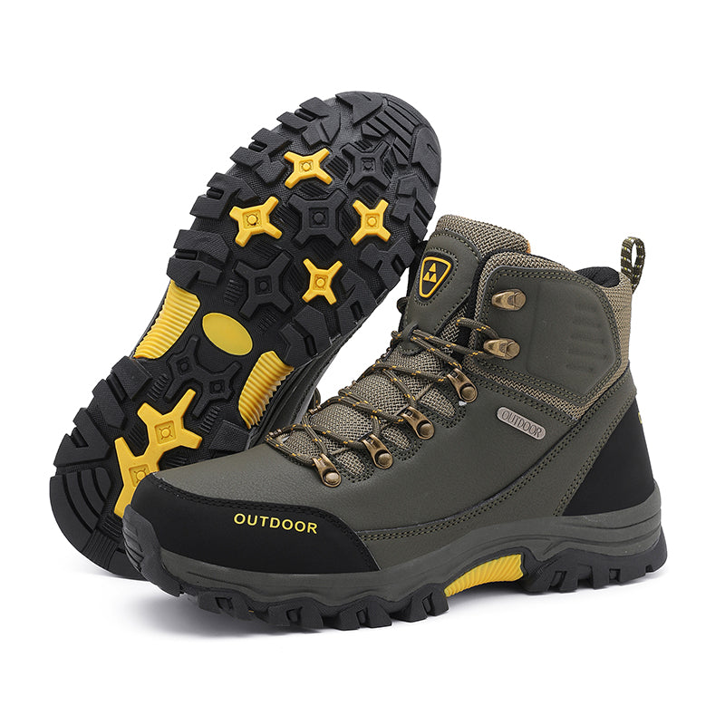 Men's Genuine Leather Work Boots - Lace-Up, Slip-Resistant, Wide Toe Box with Arch Support
