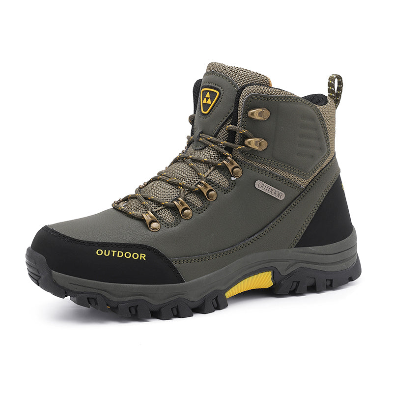 Men's Genuine Leather Work Boots - Lace-Up, Slip-Resistant, Wide Toe Box with Arch Support