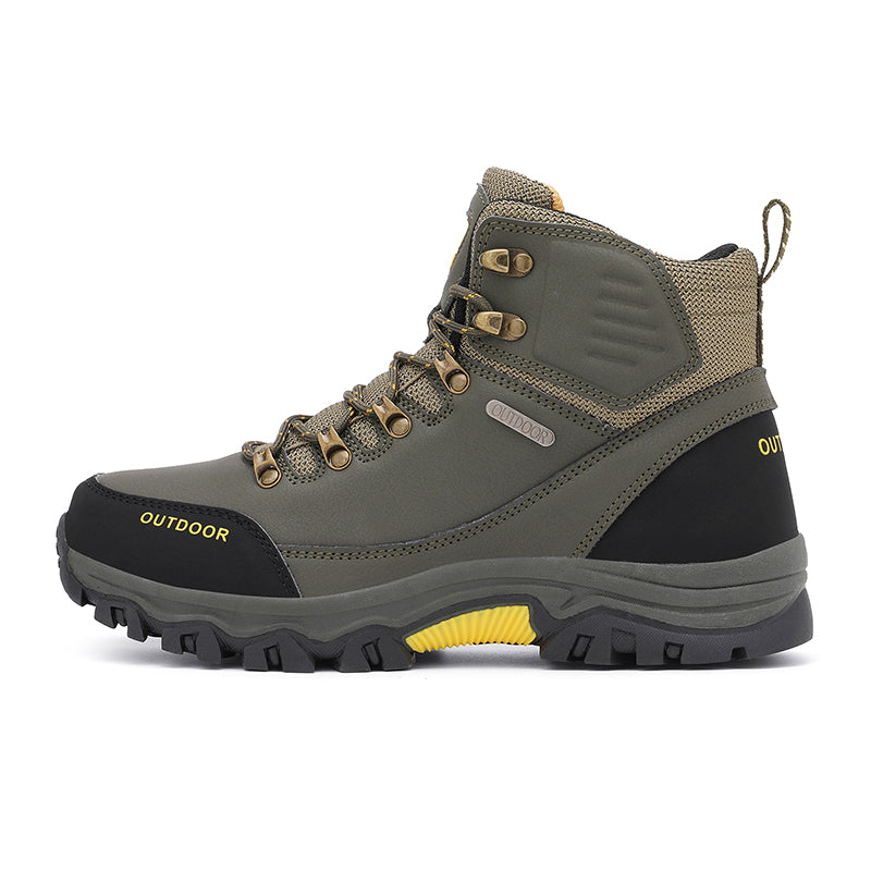 Men's Genuine Leather Work Boots - Lace-Up, Slip-Resistant, Wide Toe Box with Arch Support