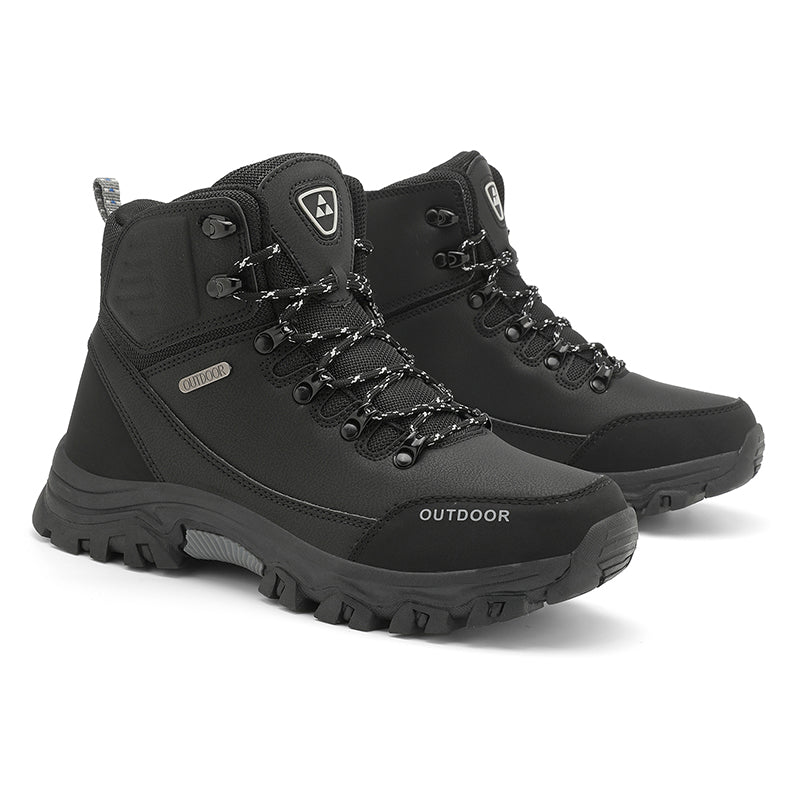 Men's Genuine Leather Work Boots - Lace-Up, Slip-Resistant, Wide Toe Box with Arch Support