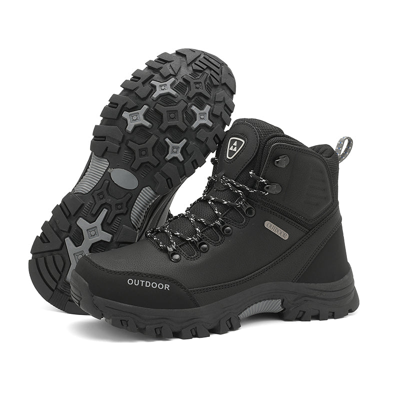 Men's Genuine Leather Work Boots - Lace-Up, Slip-Resistant, Wide Toe Box with Arch Support