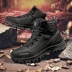 Men's Genuine Leather Work Boots - Lace-Up, Slip-Resistant, Wide Toe Box with Arch Support