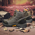 Men's Genuine Leather Work Boots - Lace-Up, Slip-Resistant, Wide Toe Box with Arch Support