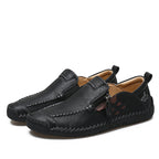 Men's Genuine Leather Walking Shoes - Slip-On, Waterproof, Wide Toe Box with Arch Support