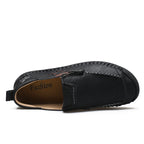 Men's Genuine Leather Walking Shoes - Slip-On, Waterproof, Wide Toe Box with Arch Support