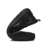 Men's Genuine Leather Walking Shoes - Slip-On, Waterproof, Wide Toe Box with Arch Support