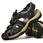 Men's Mixed Material Sandals - Lace-Up, Maximum Support, Wide Toe Box with Arch Support