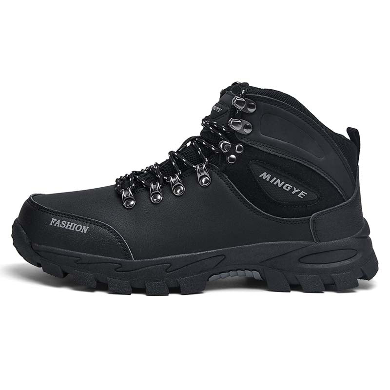 Men's Genuine Leather Work Boots - Lace-Up, Waterproof, Slip-resistant, Puncture-resistant, Wide Toe Box with Arch Support-Ideal For Industry/Construction Area