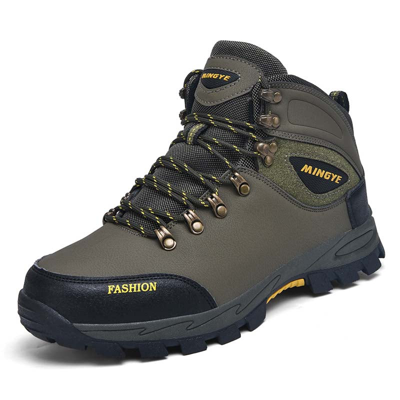 Men's Genuine Leather Work Boots - Lace-Up, Waterproof, Slip-resistant, Puncture-resistant, Wide Toe Box with Arch Support-Ideal For Industry/Construction Area