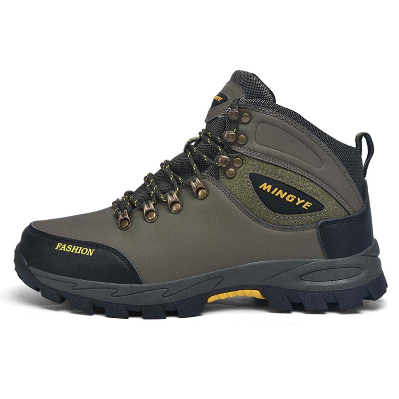 Men's Genuine Leather Work Boots - Lace-Up, Waterproof, Slip-resistant, Puncture-resistant, Wide Toe Box with Arch Support-Ideal For Industry/Construction Area