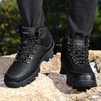 Men's Genuine Leather Work Boots - Lace-Up, Waterproof, Slip-resistant, Puncture-resistant, Wide Toe Box with Arch Support-Ideal For Industry/Construction Area