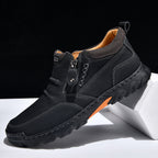 Men's Genuine Leather Casual Boots - Side Zipper, Breathable, Wide Toe Box with Arch Support