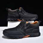 Men's Genuine Leather Casual Boots - Side Zipper, Breathable, Wide Toe Box with Arch Support
