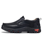 Men’s Handmade Perforated Leather Work & Outdoor Shoes – Arch Support, Wide Toe Box, Easy Slip-On, Rugged Non-Slip Sole