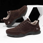 Men's Suede Walking Shoes - Lace-Up, Breathable, Wide Toe Box with Arch Support