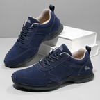Men's Suede Walking Shoes - Lace-Up, Breathable, Wide Toe Box with Arch Support