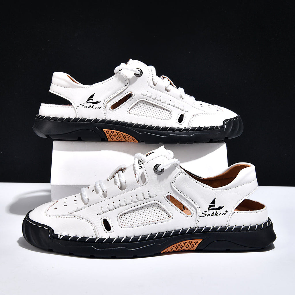 Men's Genuine Leather Sandals - Lace-Up, Maximum Support, Wide Toe Box with Arch Support