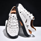 Men's Genuine Leather Sandals - Lace-Up, Maximum Support, Wide Toe Box with Arch Support