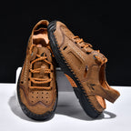 Men's Genuine Leather Sandals - Lace-Up, Maximum Support, Wide Toe Box with Arch Support