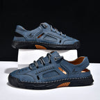 Men's Genuine Leather Sandals - Lace-Up, Maximum Support, Wide Toe Box with Arch Support
