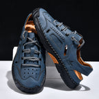 Men's Genuine Leather Sandals - Lace-Up, Maximum Support, Wide Toe Box with Arch Support