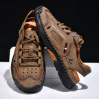 Men's Genuine Leather Sandals - Lace-Up, Maximum Support, Wide Toe Box with Arch Support