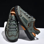 Men's Genuine Leather Sandals - Lace-Up, Maximum Support, Wide Toe Box with Arch Support
