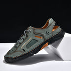 Men's Genuine Leather Sandals - Lace-Up, Maximum Support, Wide Toe Box with Arch Support