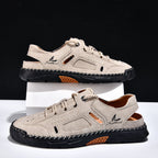 Men's Genuine Leather Sandals - Lace-Up, Maximum Support, Wide Toe Box with Arch Support