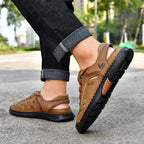 Men's Genuine Leather Sandals - Lace-Up, Maximum Support, Wide Toe Box with Arch Support