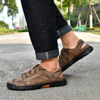 Men's Genuine Leather Sandals - Lace-Up, Maximum Support, Wide Toe Box with Arch Support