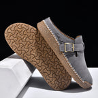 Men's Genuine Leather Sandals - Slip-On, Breathable, Wide Toe Box with Arch Support