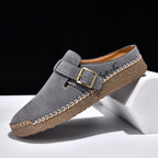 Men's Genuine Leather Sandals - Slip-On, Breathable, Wide Toe Box with Arch Support