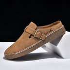 Men's Genuine Leather Sandals - Slip-On, Breathable, Wide Toe Box with Arch Support
