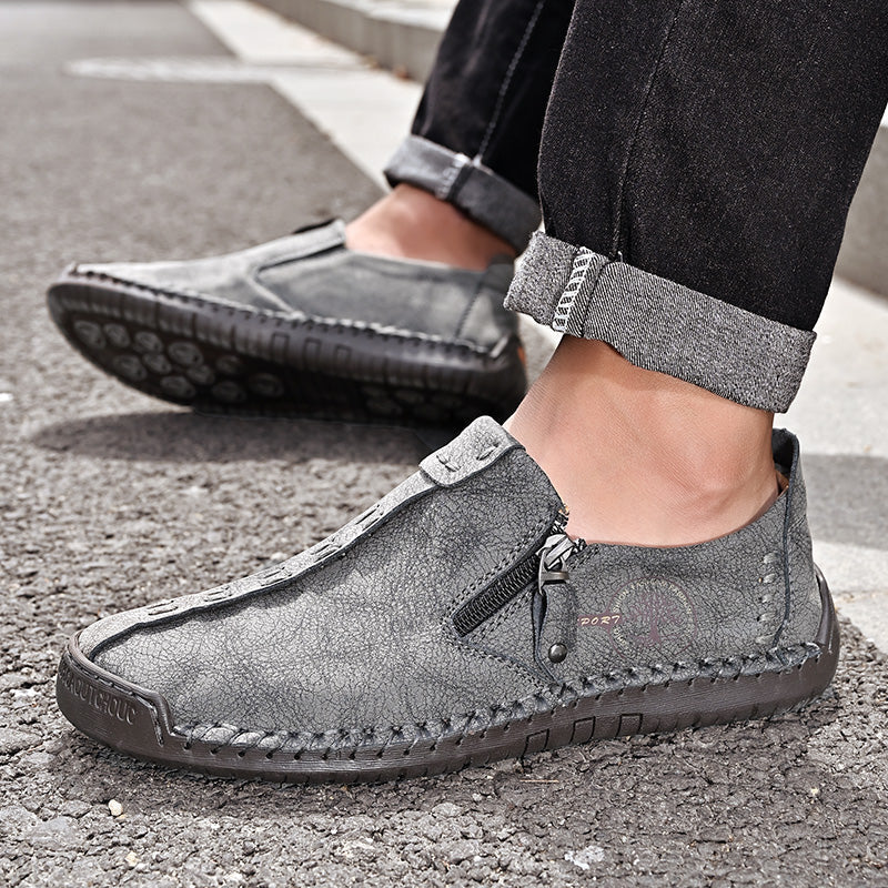 Men's Genuine Leather Casual Boots - Slip-On, Effortless Style, Wide Toe Box with Arch Support