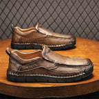 Men's Genuine Leather Casual Boots - Slip-On, Waterproof, Wide Toe Box with Arch Support
