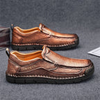 Men's Genuine Leather Casual Boots - Slip-On, Waterproof, Wide Toe Box with Arch Support