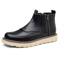 Men's Genuine Leather Casual Boots - Side Zipper, Waterproof, Wide Toe Box with Arch Support