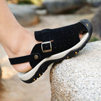 Men's Genuine Leather Sandals - Slip-On, Breathable, Wide Toe Box with Arch Support