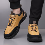 Men's Genuine Leather Hiking Boots - Lace-Up, Waterproof, Wide Toe Box with Arch Support