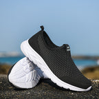Men's Mesh Walking Shoes - Slip-On, Cushioned, Wide Toe Box with Arch Support
